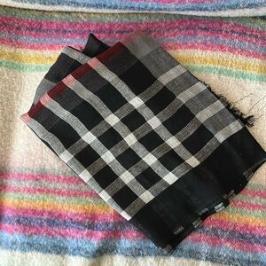 Linen plaid scarf